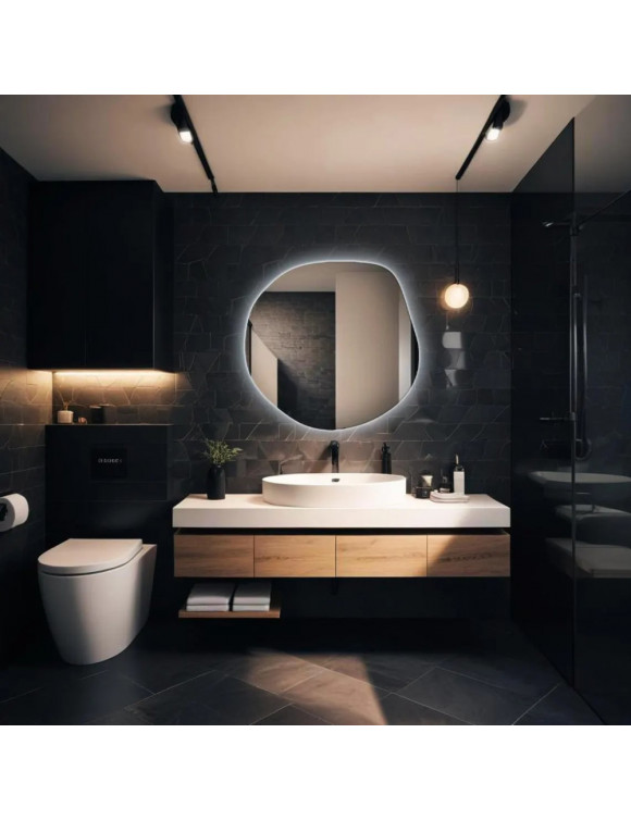 Зеркало органической формы с задней подсветкой E067 в интернет-магазине зеркальной мастерской ЗЕРКАЛА-М фото