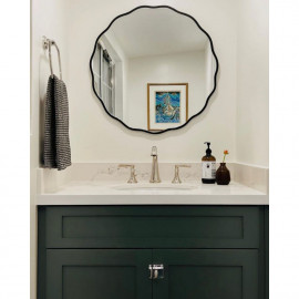 Круглое зеркало в чёрной волнистой раме Fancy S Black(Фэнси) Smal Ø60 см 